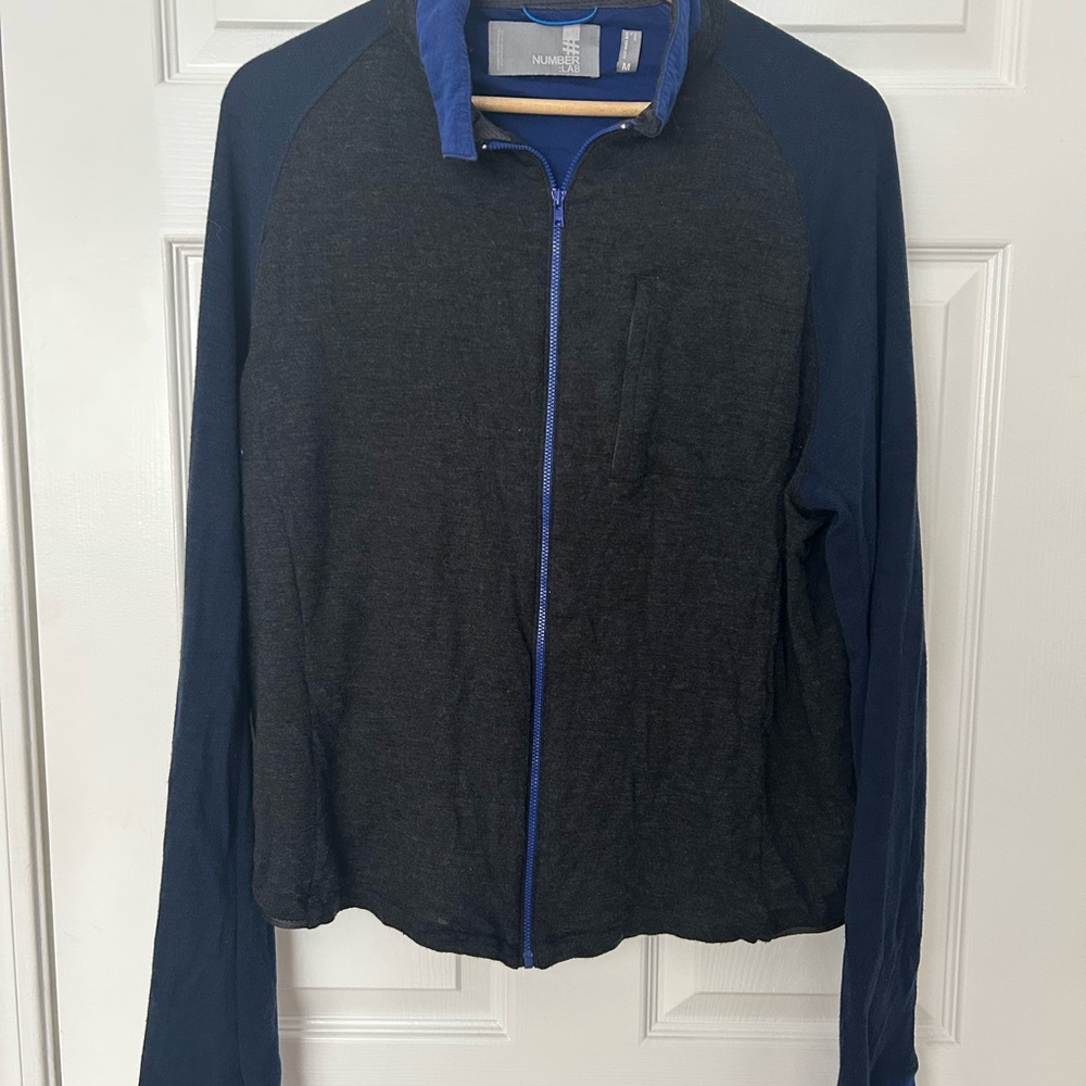Men's Black and Blue knit Merino wool Jacket